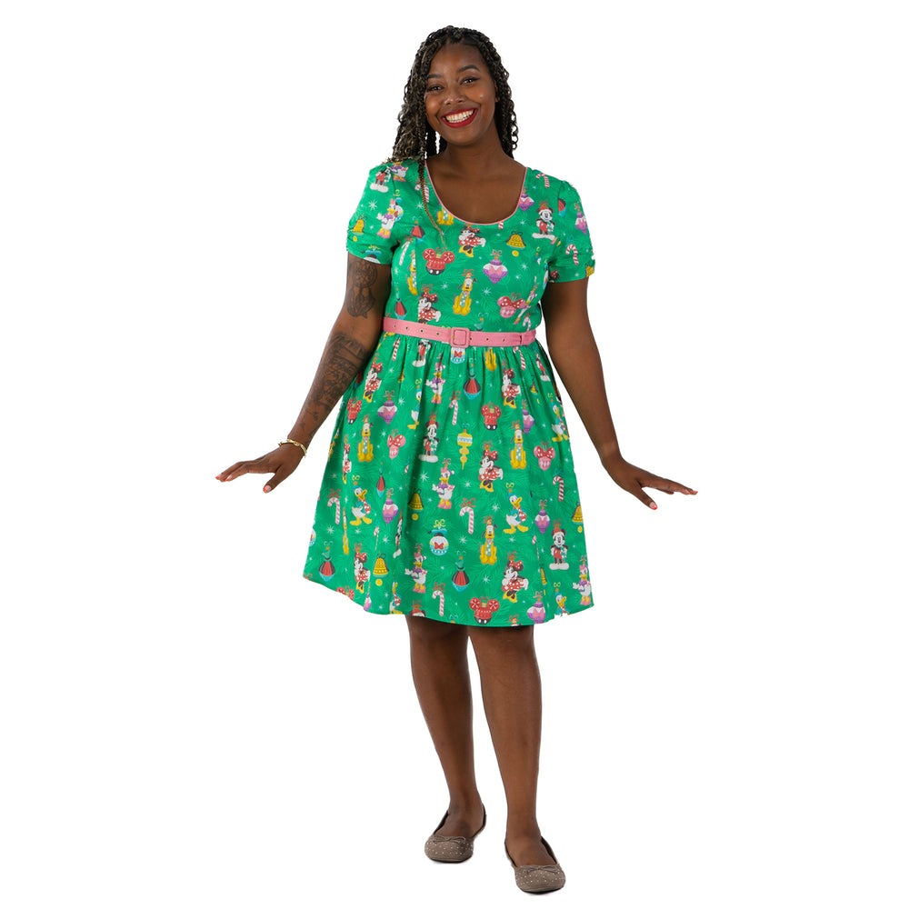 Disney Stitch Shoppe Holiday "Laci" Dress Full Front Model View-zoom