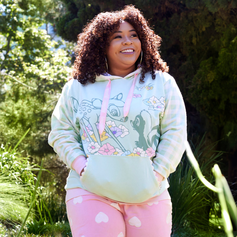 Bambi and Flower Springtime Hoodie Lifestyle View-zoom