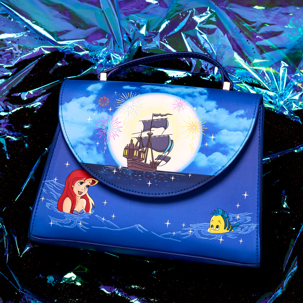 The Little Mermaid Ariel Fireworks Glow in the Dark Crossbody Bag Lifestyle View-zoom