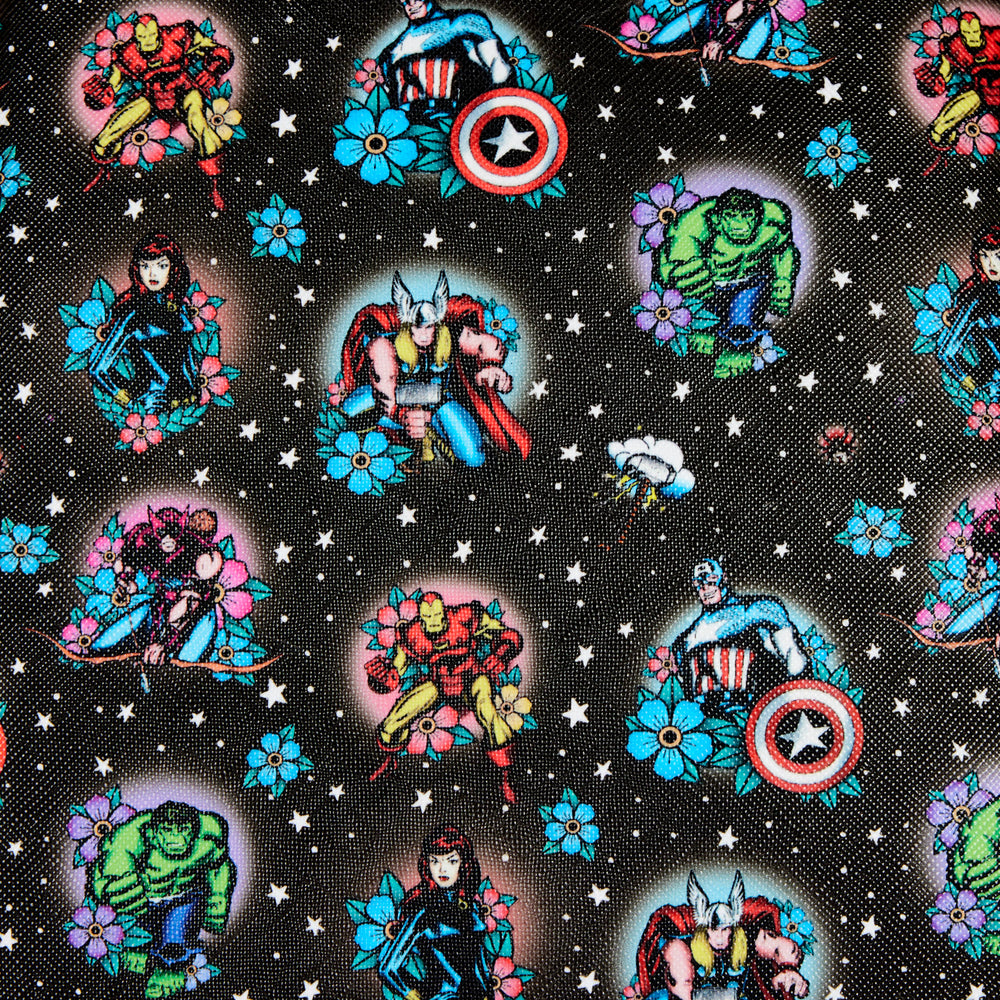 Avengers Floral Tattoo Mini Backpack Closeup Artwork View-zoom