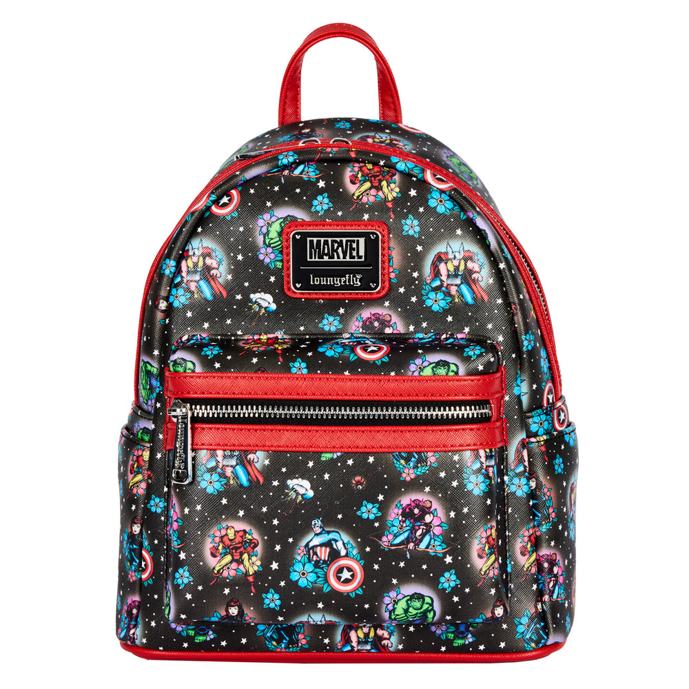Avengers Floral Tattoo Mini Backpack Front View-zoom