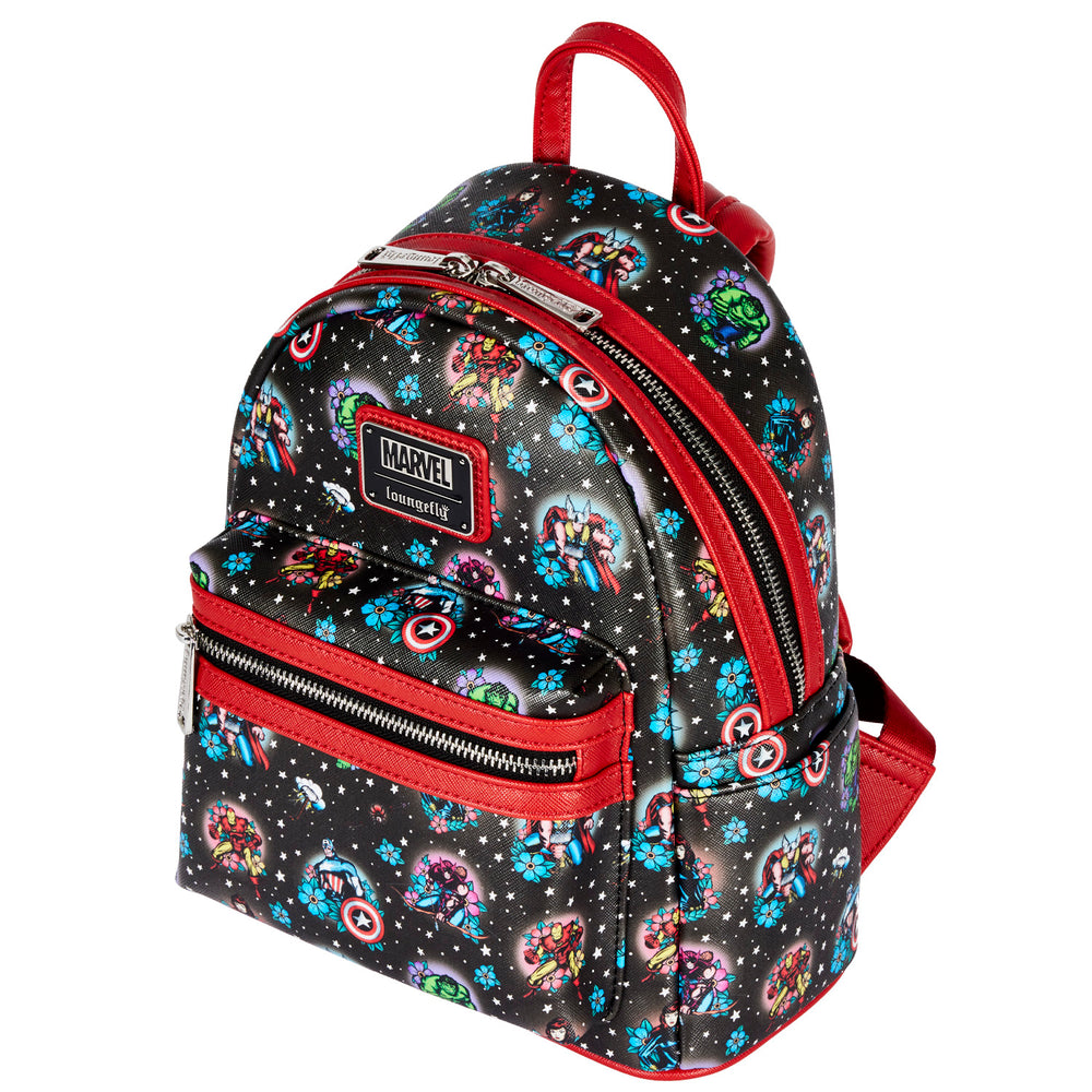 Avengers Floral Tattoo Mini Backpack Top Side View-zoom