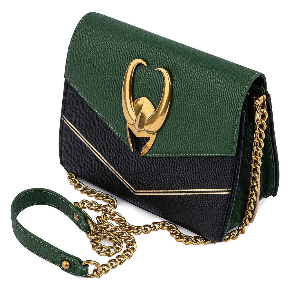 Marvel Loki Crossbody Bag Front Side View with Chain Strap-zoom