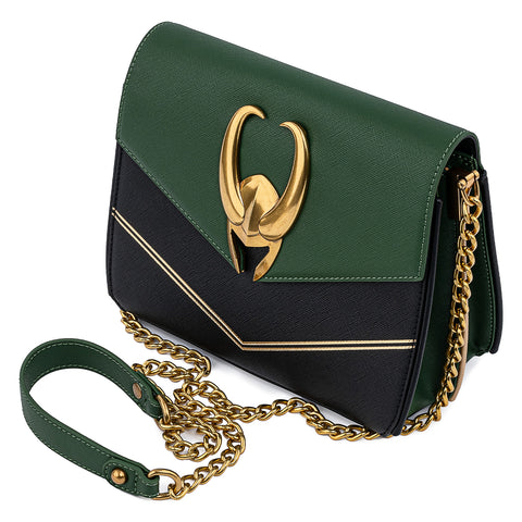 Marvel Loki Crossbody Bag Front Side View with Chain Strap