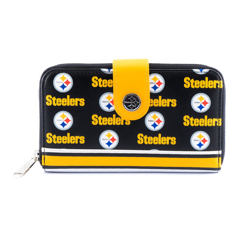 NFL Pittsburgh Steelers Logo Zip Around Wallet Front View