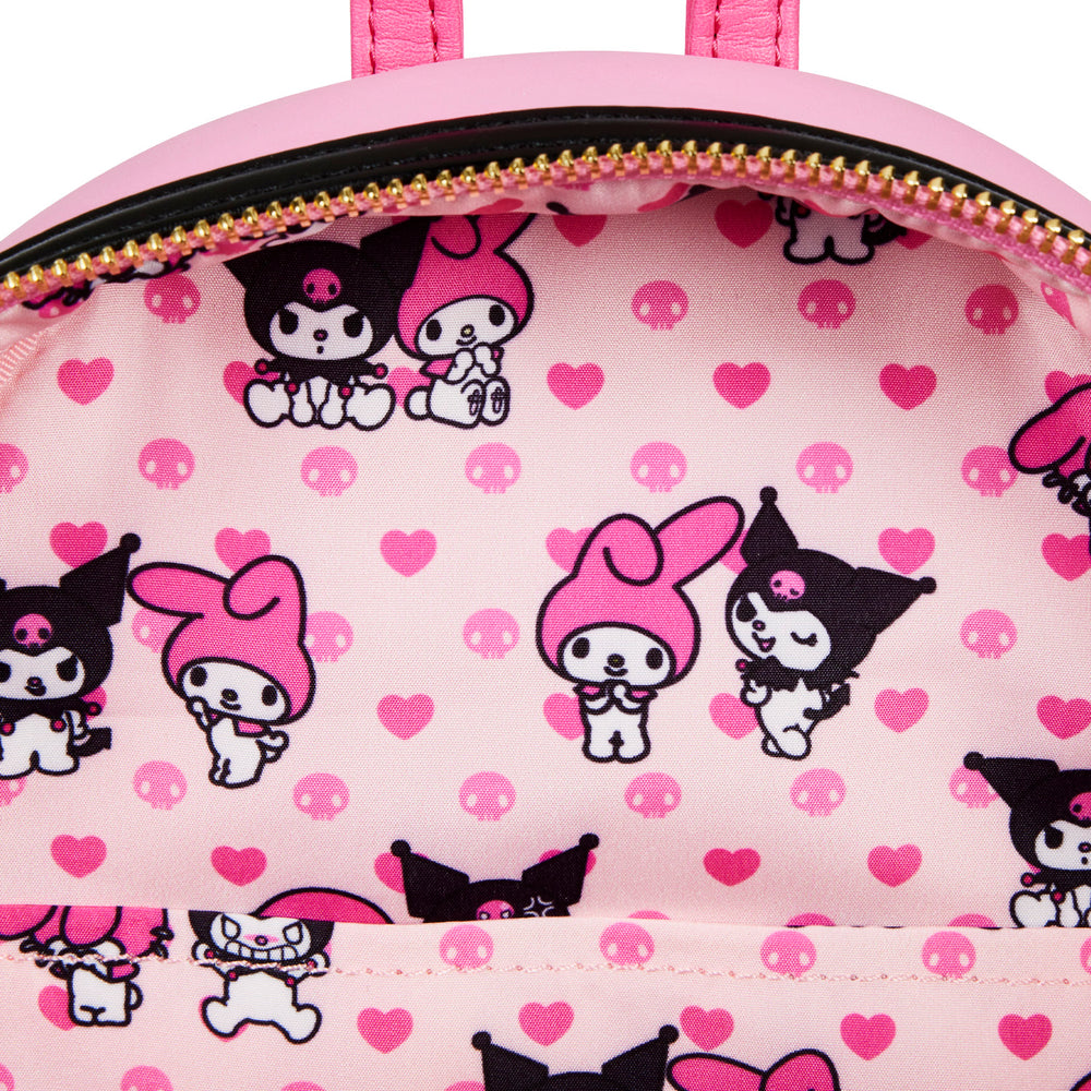 My Melody and Kuromi Double Pocket Mini Backpack Inside Lining View-zoom