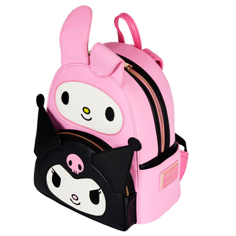 My Melody and Kuromi Double Pocket Mini Backpack Top Side View