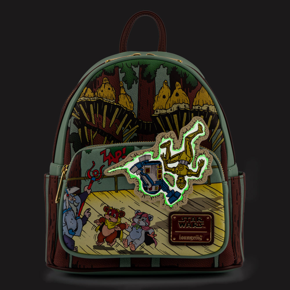 Exclusive - Ewoks and Droids Glow in the Dark Mini Backpack Front Glow View-zoom