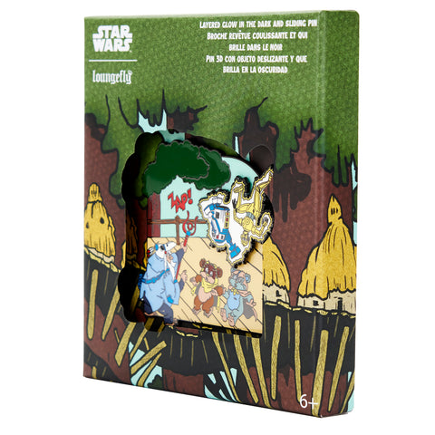 Ewoks and Droids Glow in the Dark and Sliding Pin Side in Box View