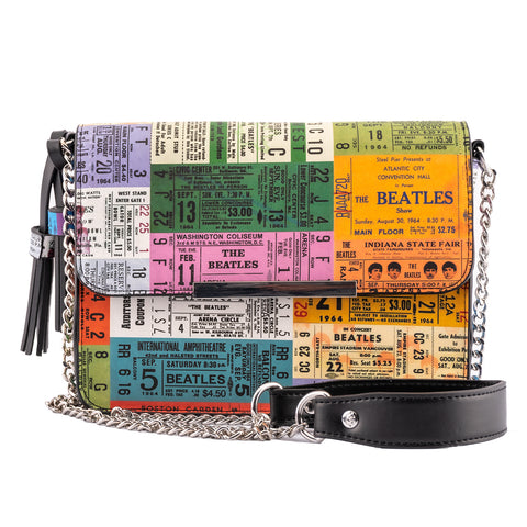 The Beatles Ticket Stubs Crossbody Bag Front View