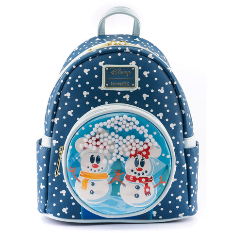 Disney Snowman Mickey and Minnie Mouse Snow Globe Mini Backpack Front View