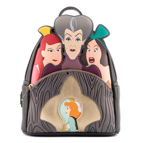 Disney Cinderella Evil Stepmother and Stepsisters Villains Scene Mini Backpack Front View