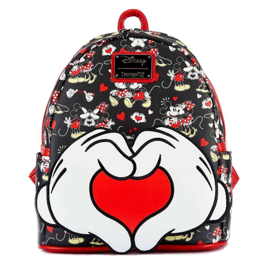 Mickey and Minnie Mouse Heart Hands Valentines Mini Backpack Front View-zoom