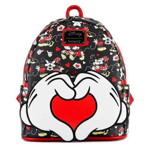 Mickey and Minnie Mouse Heart Hands Valentines Mini Backpack Front View