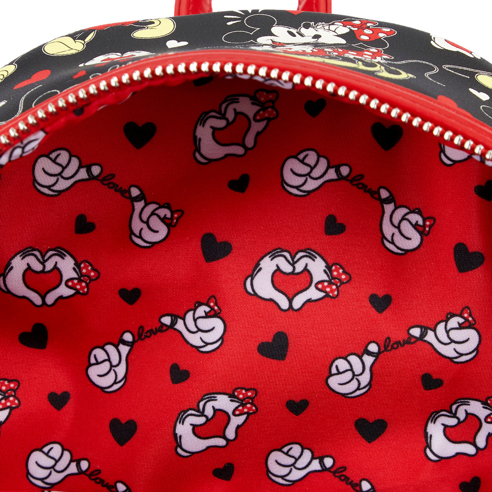 Mickey and Minnie Mouse Heart Hands Valentines Mini Backpack Inside Lining View-zoom