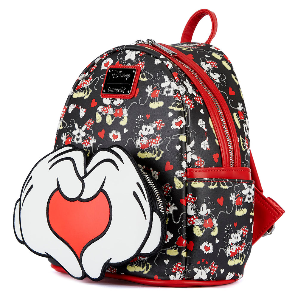 Mickey and Minnie Mouse Heart Hands Valentines Mini Backpack Side View-zoom