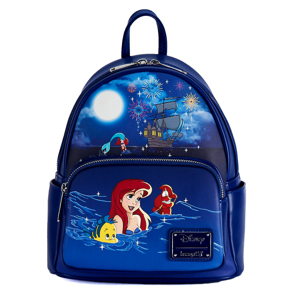 The Little Mermaid Ariel Fireworks Glow and Light Up Mini Backpack Front View-zoom