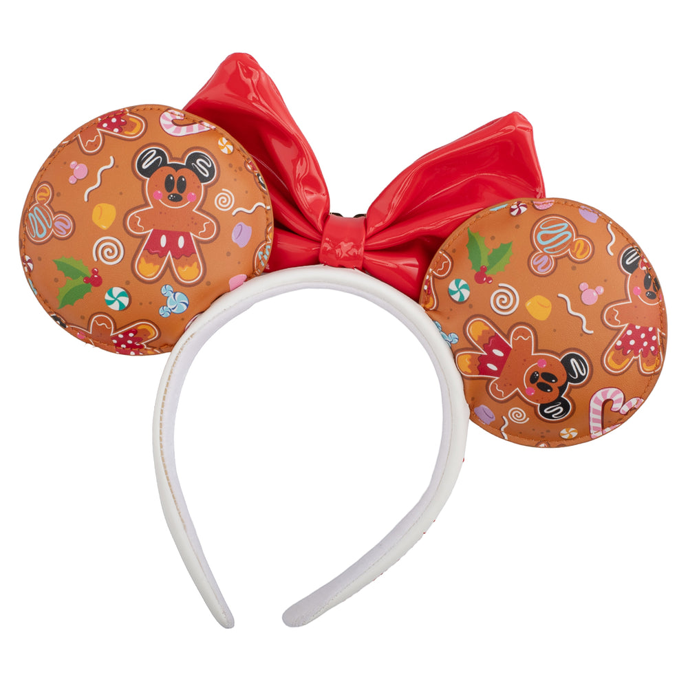 Disney Gingerbread Mickey and Minnie Mouse Ears Headband Back View-zoom