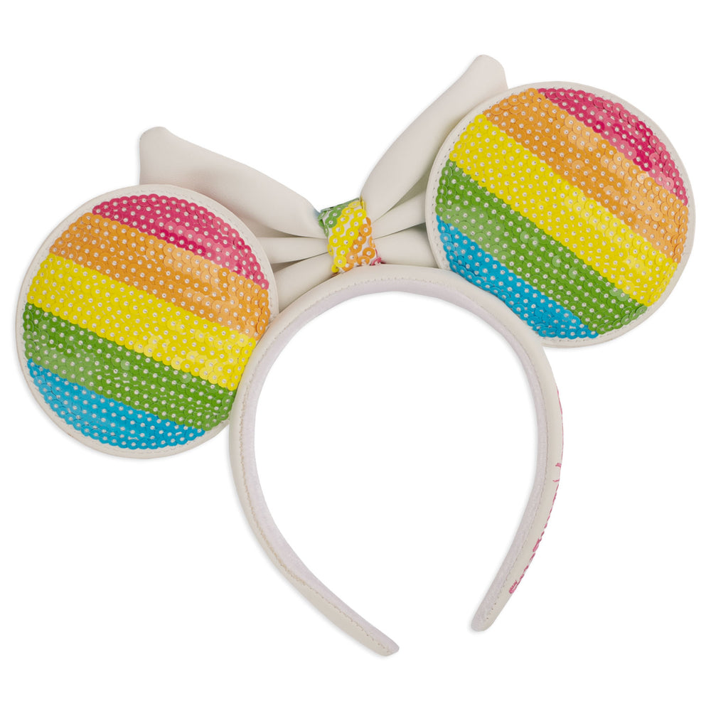 Disney Sequin Rainbow Minnie Mouse Ears Headband Back View-zoom
