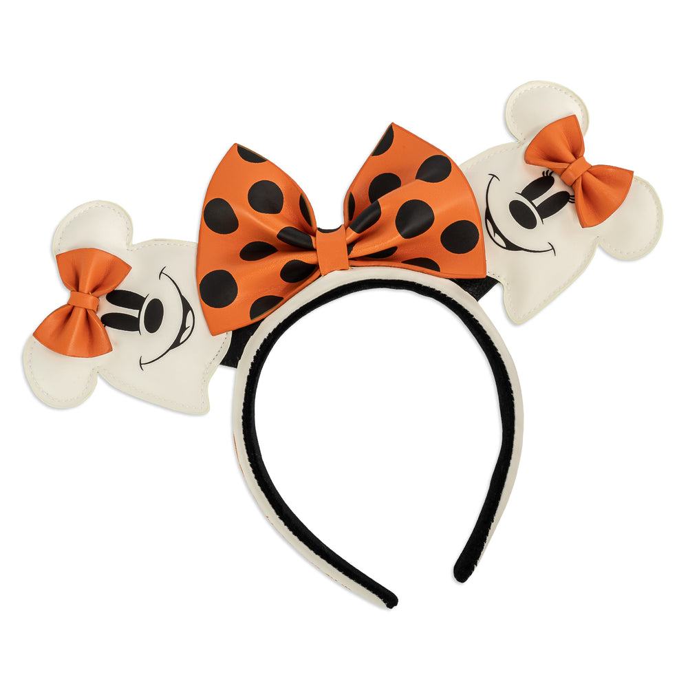 Disney Minnie Mouse Ghost Glow in the Dark Ears Headband Front View-zoom