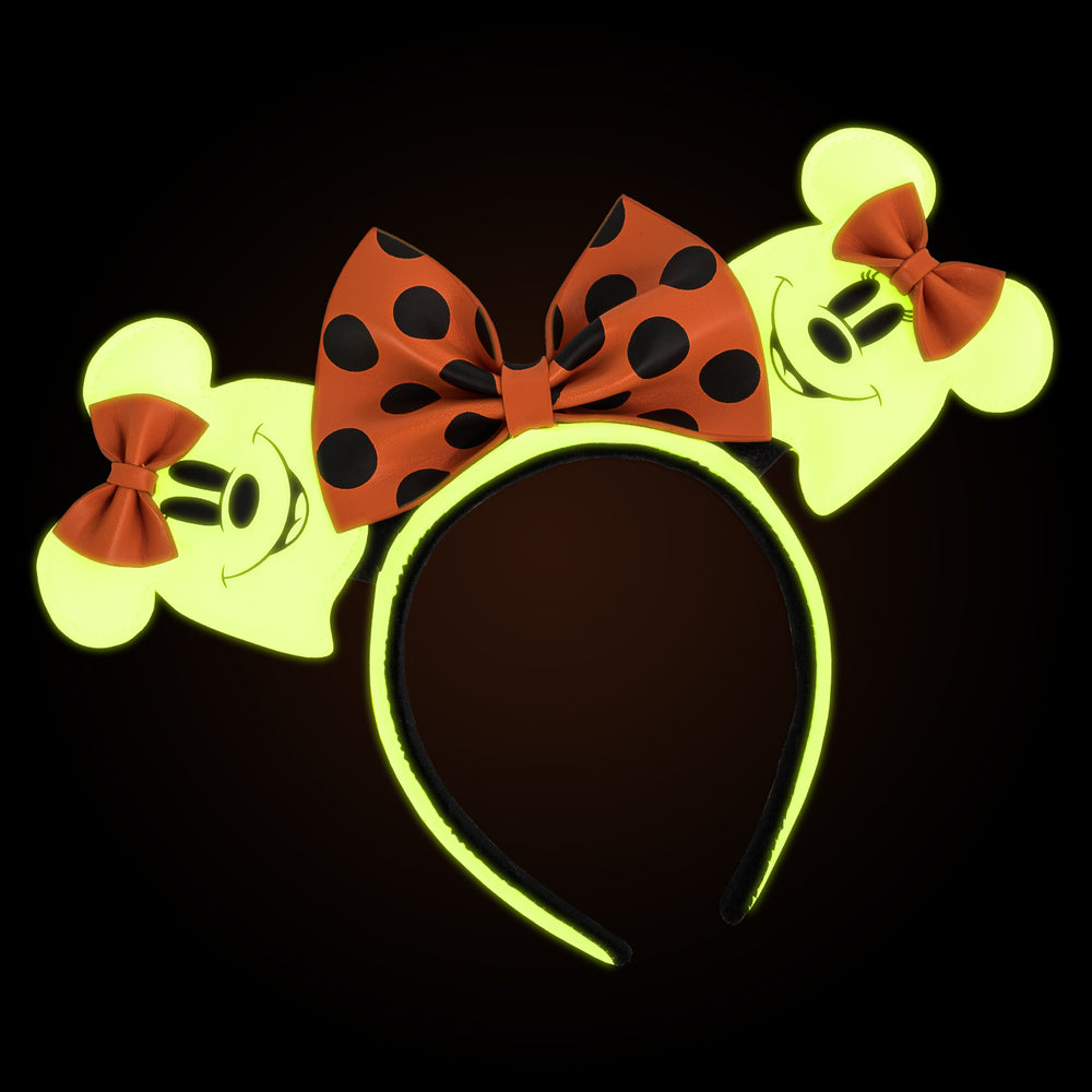 Disney Minnie Mouse Ghost Glow in the Dark Ears Headband Front Glow in the Dark View-zoom