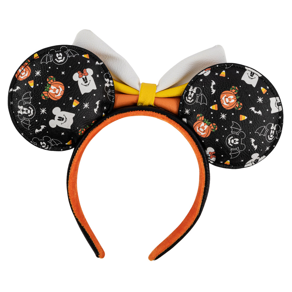 Disney Spooky Mickey and Minnie Mouse Candy Corn Ears Headband Back View-zoom