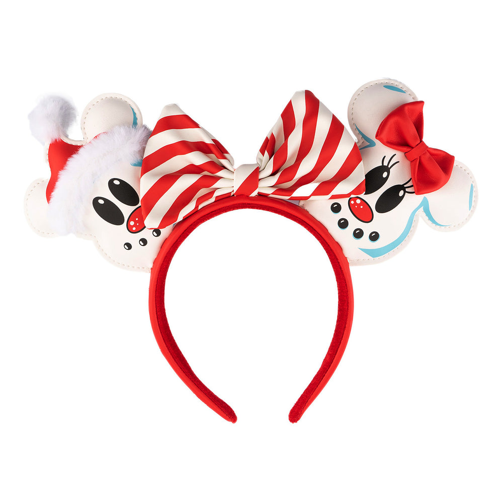 Disney Snowman Mickey and Minnie Mouse Ears Headband Front View-zoom