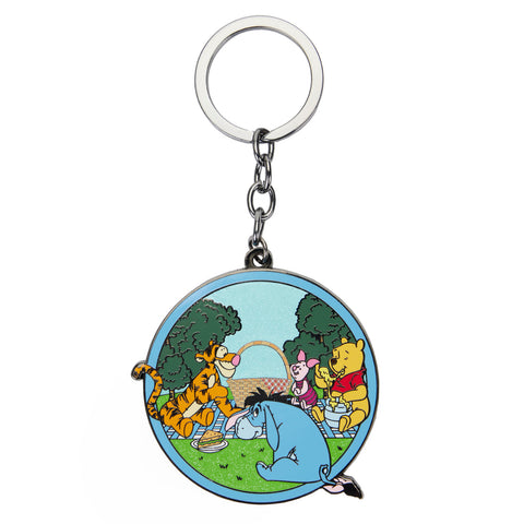 Winnie the Pooh Picnic Scene Keychain Front View