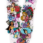 Disney Princess Floral Tattoo Lanyard with Cardholder & 4 Pins Closeup Pin View