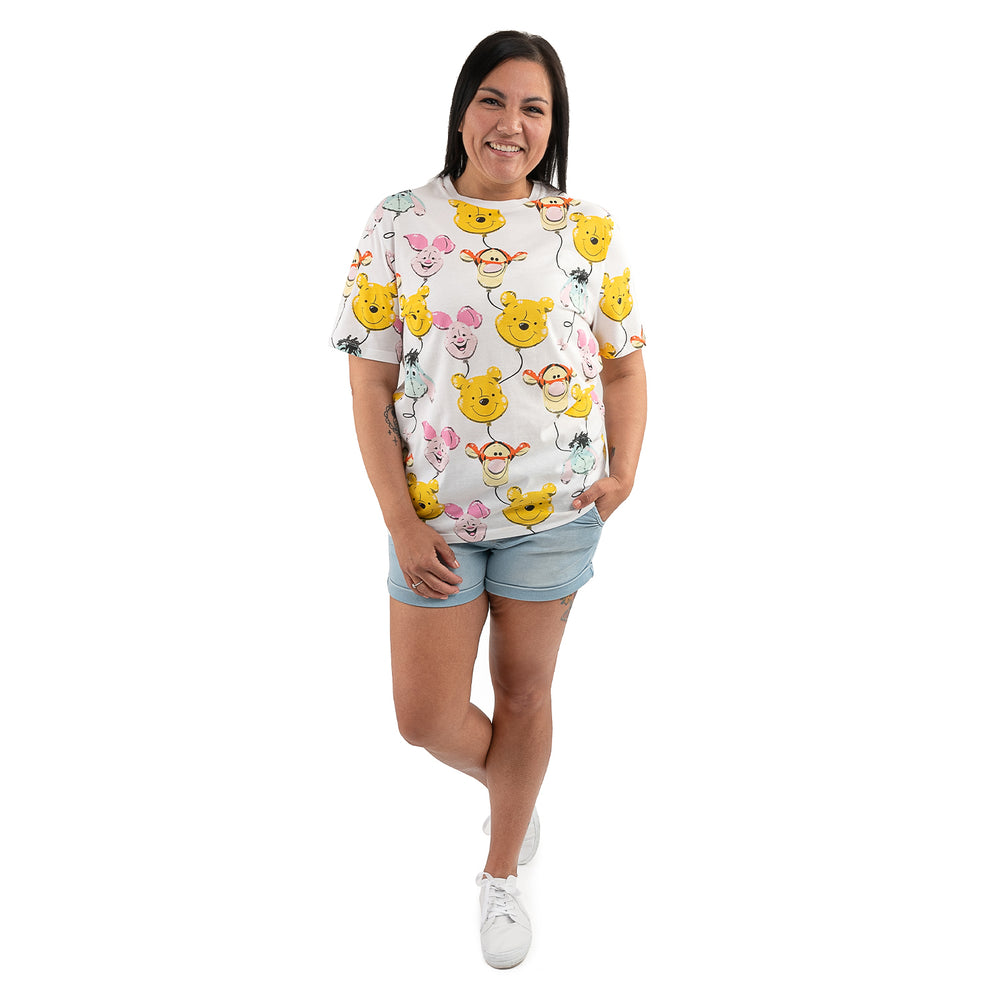 Loungefly Disney Winnie the Pooh & Friends Balloons Print Tee Full Front Model View-zoom