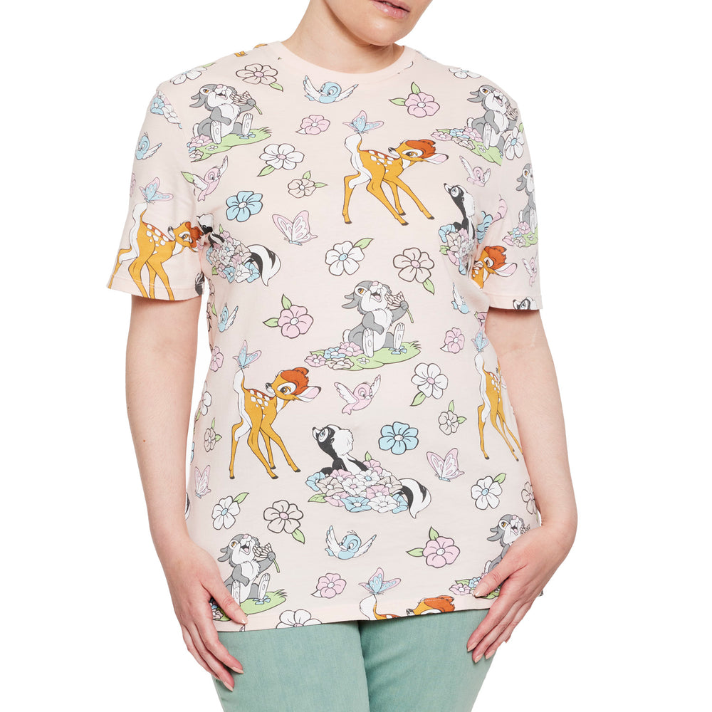 Bambi Spring Time Tee Closeup Front Model View-zoom