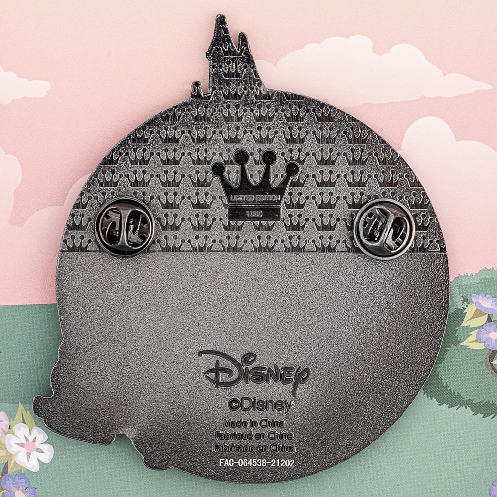 Disney Snow White Collector Box Layered Glitter Enamel Pin Closeup Back View-zoom