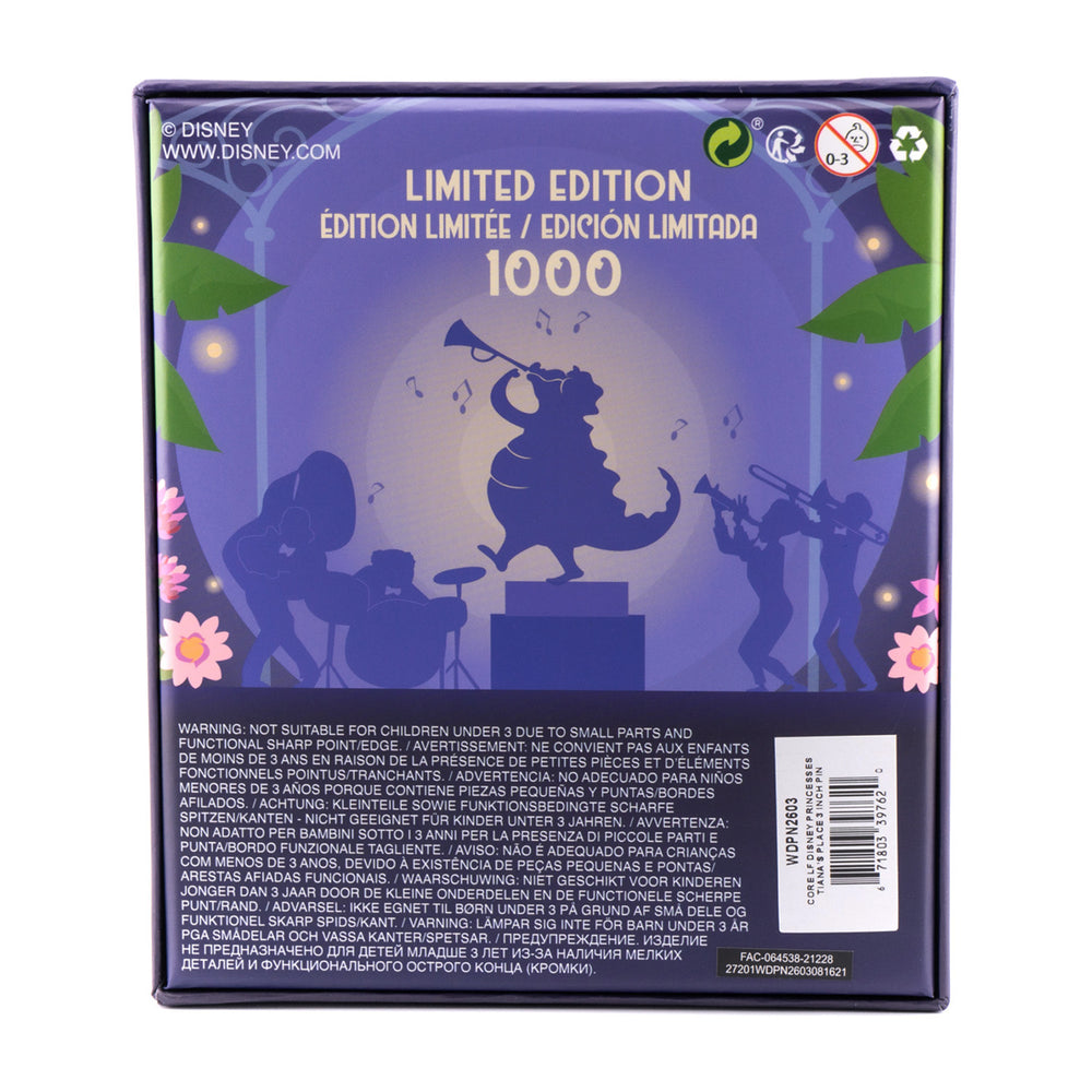 Disney Princess Tiana's Palace Collector Box Glow in the Dark Layered Enamel Pin Back View in Box-zoom