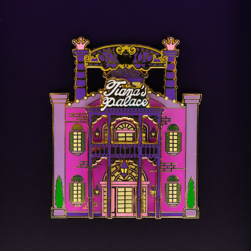Disney Princess Tiana's Palace Collector Box Glow in the Dark Layered Enamel Pin Front View-zoom