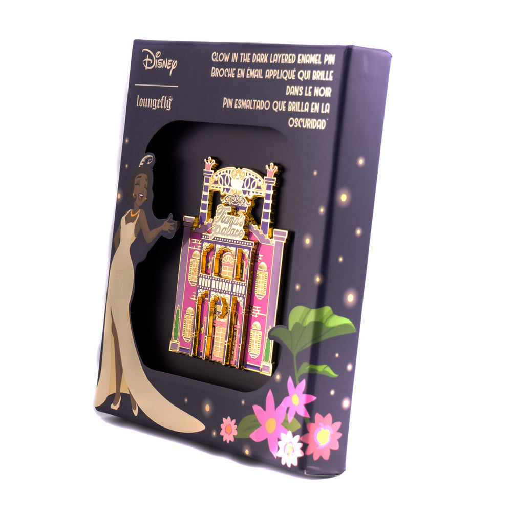 Disney Princess Tiana's Palace Collector Box Glow in the Dark Layered Enamel Pin Side View in Box-zoom