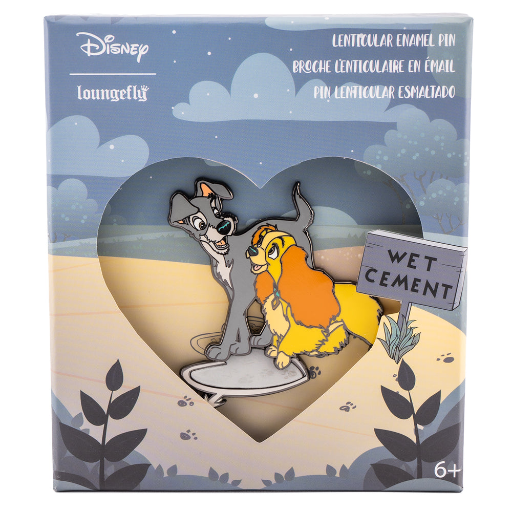 Lady and the Tramp Lenticular Pin Front View in Box-zoom