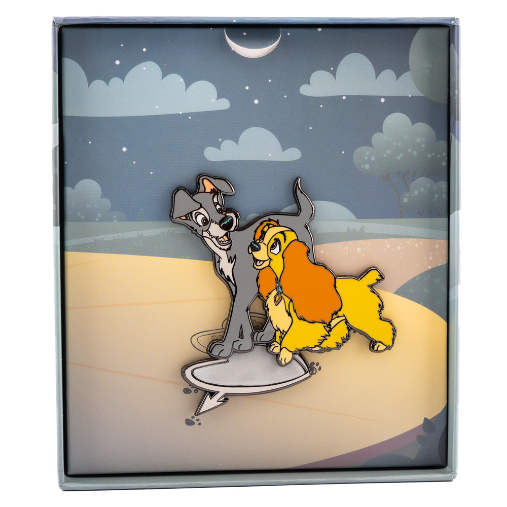 Lady and the Tramp Lenticular Pin Front View without Cover in Box-zoom