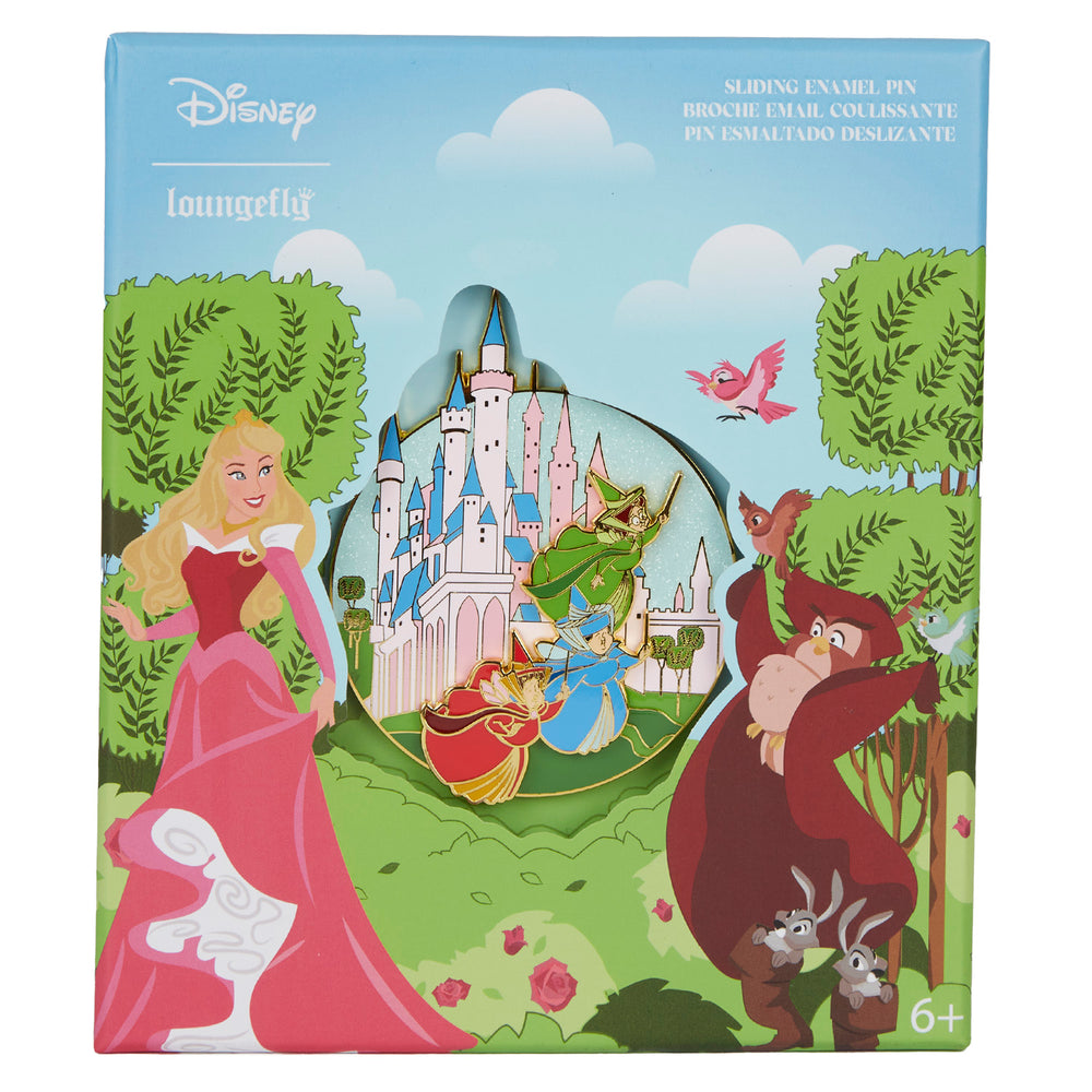 Sleeping Beauty Fairies Sliding Pin Front View in Box-zoom