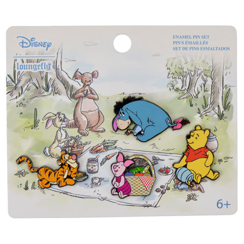 Winnie the Pooh Picnic Scene 4pc Pin Set Front View