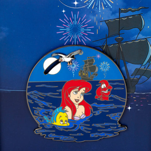 The Little Mermaid Ariel Fireworks Moving Pin Front Closeup View