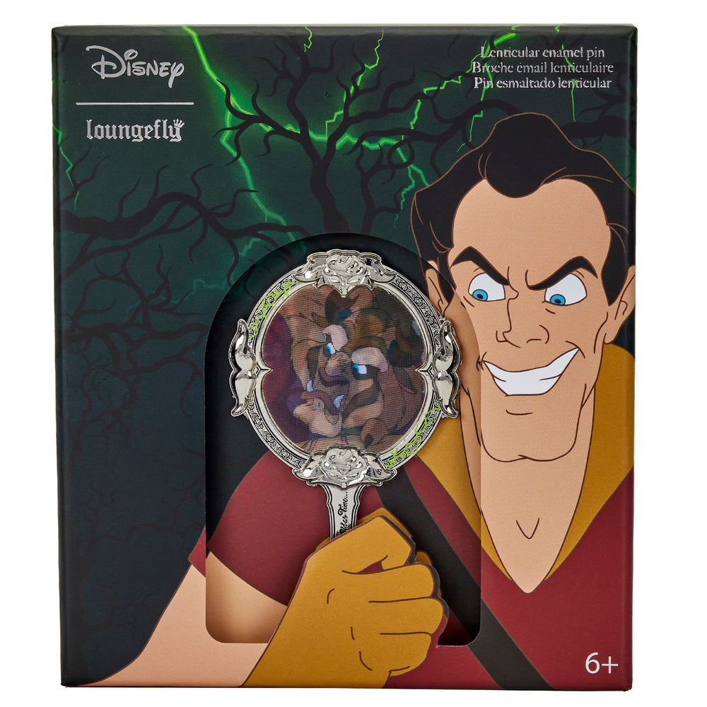 Beauty and the Beast Gaston Villains Scene Lenticular Pin Front View in Box-zoom