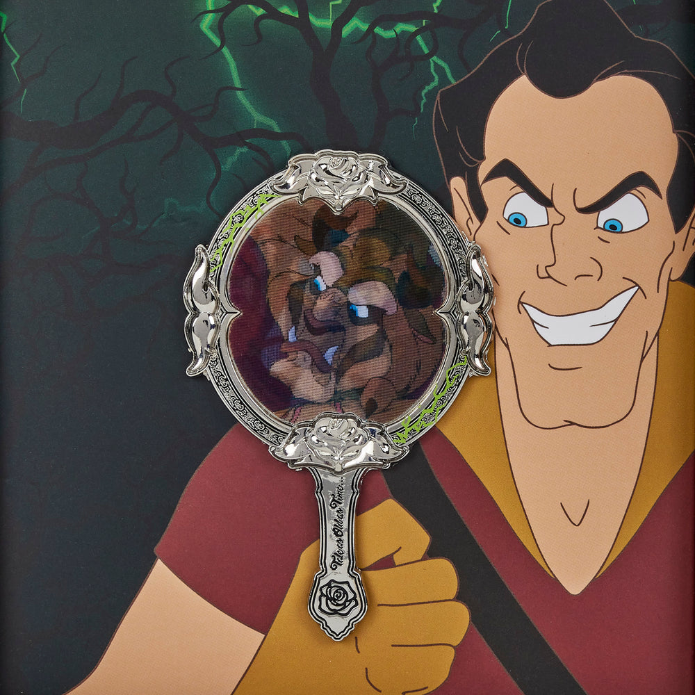 Beauty and the Beast Gaston Villains Scene Lenticular Pin Closeup Front View-zoom
