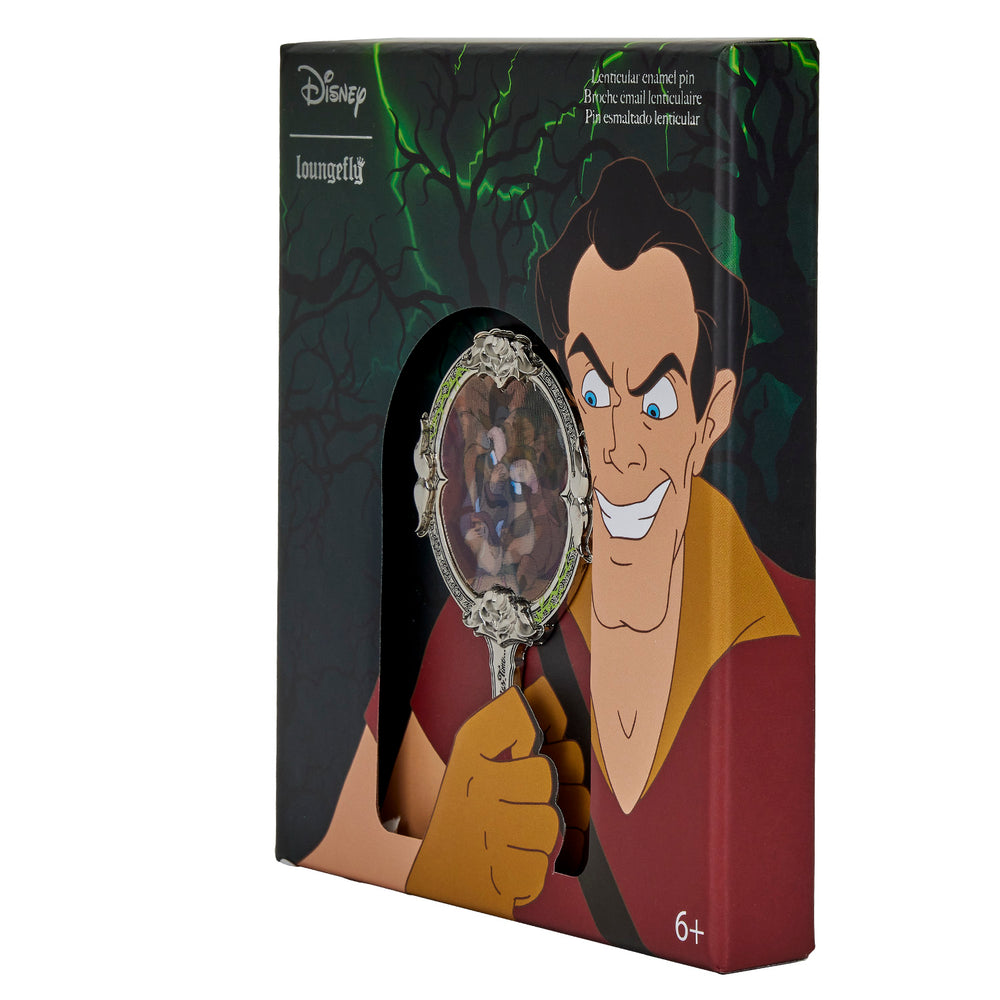 Beauty and the Beast Gaston Villains Scene Lenticular Pin Side View in Box-zoom