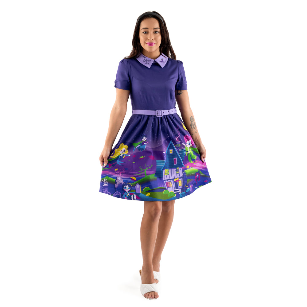 Disney Stitch Shoppe Hocus Pocus "Gemma" Dress Full Front Model View-zoom