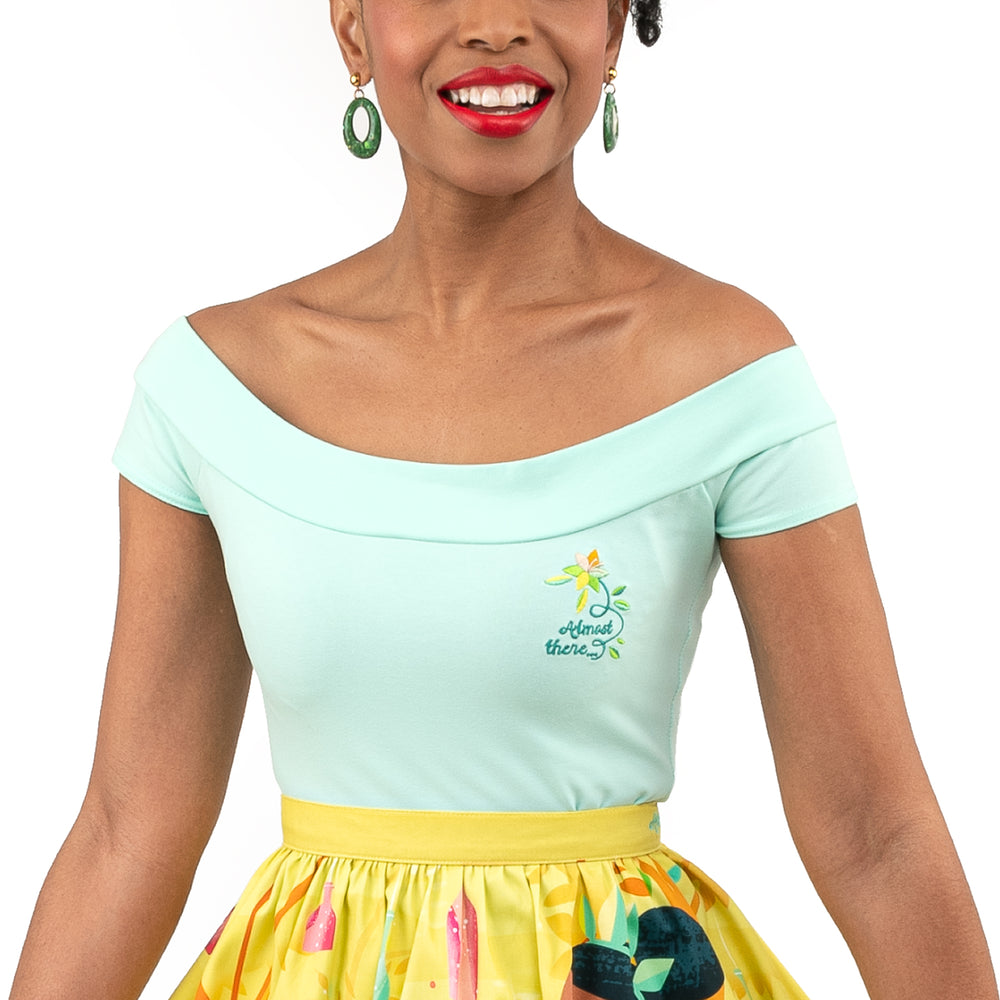Disney Stitch Shoppe Princess Tiana Embroidered "Dizzy" Fashion Top-zoom