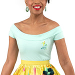 Disney Stitch Shoppe Princess Tiana Embroidered "Dizzy" Fashion Top