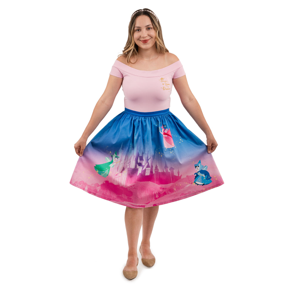 Disney Stitch Shoppe Sleeping Beauty "Sandy" Skirt Front Full Model View-zoom