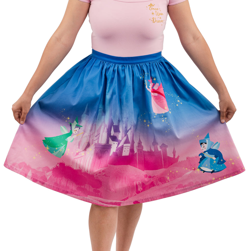Disney Stitch Shoppe Sleeping Beauty "Sandy" Skirt Front Closeup Model View-zoom