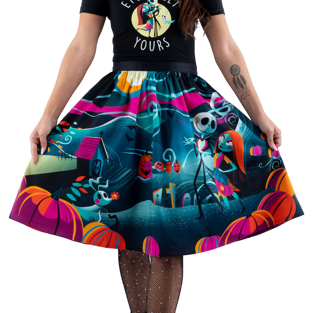 Disney Stitch Shoppe The Nightmare Before Christmas "Sandy" Skirt Front Closeup Model View-zoom