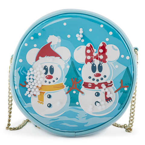 Disney Snowman Mickey and Minnie Mouse Snow Globe Crossbody Bag Front View